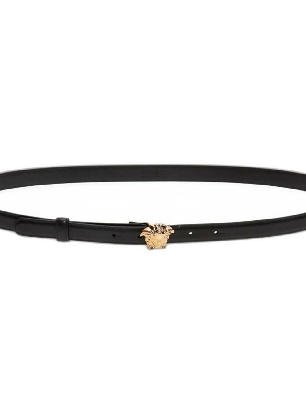 Versace Black Leather Skinny Medusa Belt 1cm Gold 40 Italy